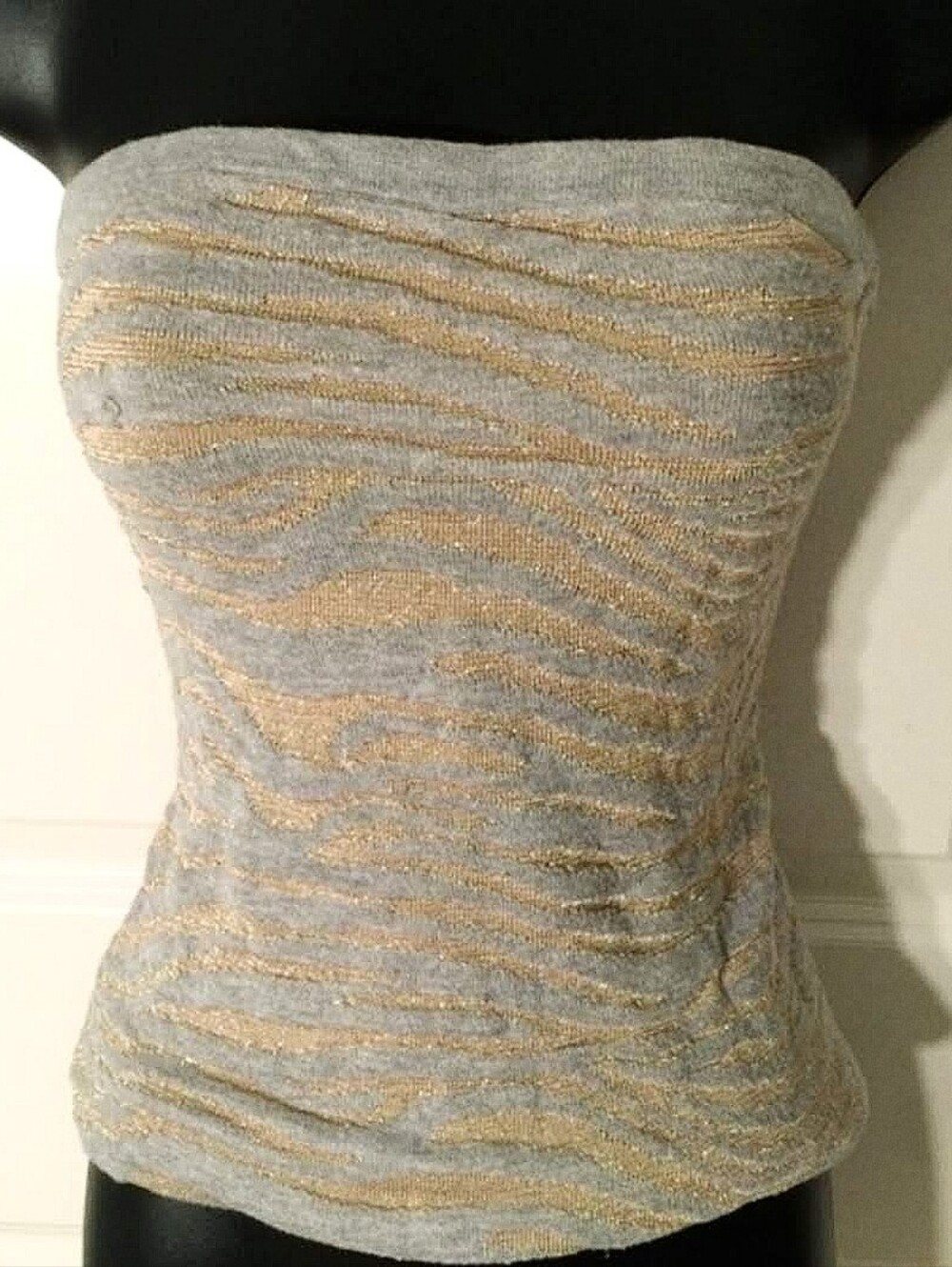 Express Metallic Silver & Gold Zebra Print Tube Top